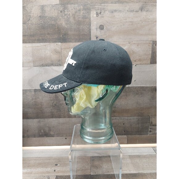 TK Cap Fire Fighter FD Black With Raised Embroidered Logo Hook n Loop Hat - Picture 5 of 7